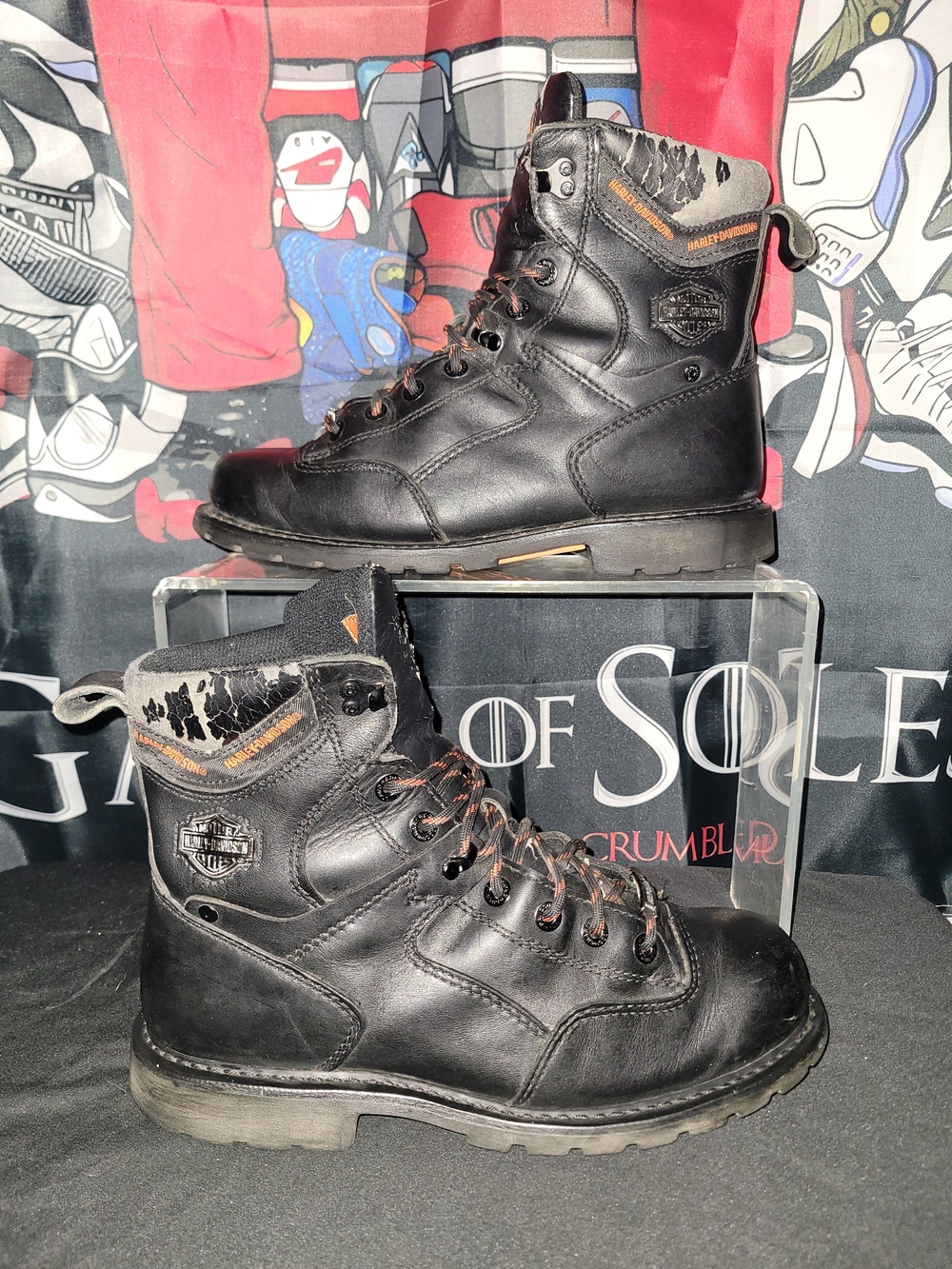Harley-Davidson Men's Black Leather Lace-Up Riding Boots